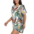 thumbnail image 3 of Womens Pajama Sets With Pocket, Colorful Bird Palm Leaves Lounge Sets Short Sleeve Sleepwear PJ Sets for Women, 3 of 6