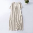 thumbnail image 1 of Robe d'Été pour Femmes 2024 Mode Grande Taille Solide Décontractée Col Rond Manches Courtes Vacances Poches Robe 50 % de Réduction Liquidation!, 1 of 3