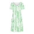 thumbnail image 4 of GaThRRgYP Tropical Print Round Neck Dress-Island Escape Vibes,Women's Fashion Summer Print Short-sleeved V-neck Casual Dress Mint Green XL, 4 of 8