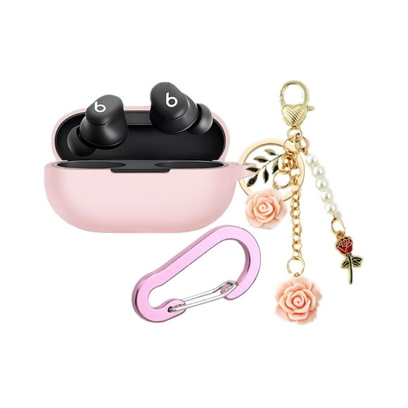 Funda protectora de silicona para auriculares Beats Solo Buds, a prueba de golpes, rosa