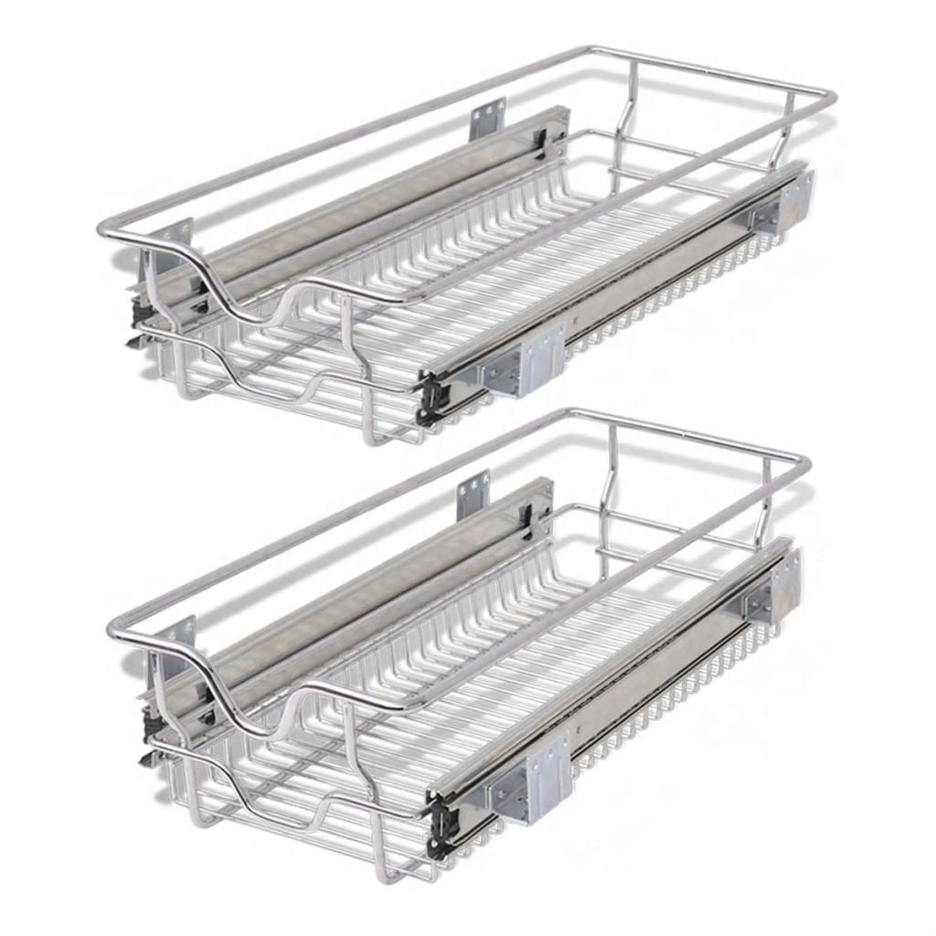 Pull Out Wire Basket Chrome Kitchen Larder Storage For Cupboard Drawer 300-600MM