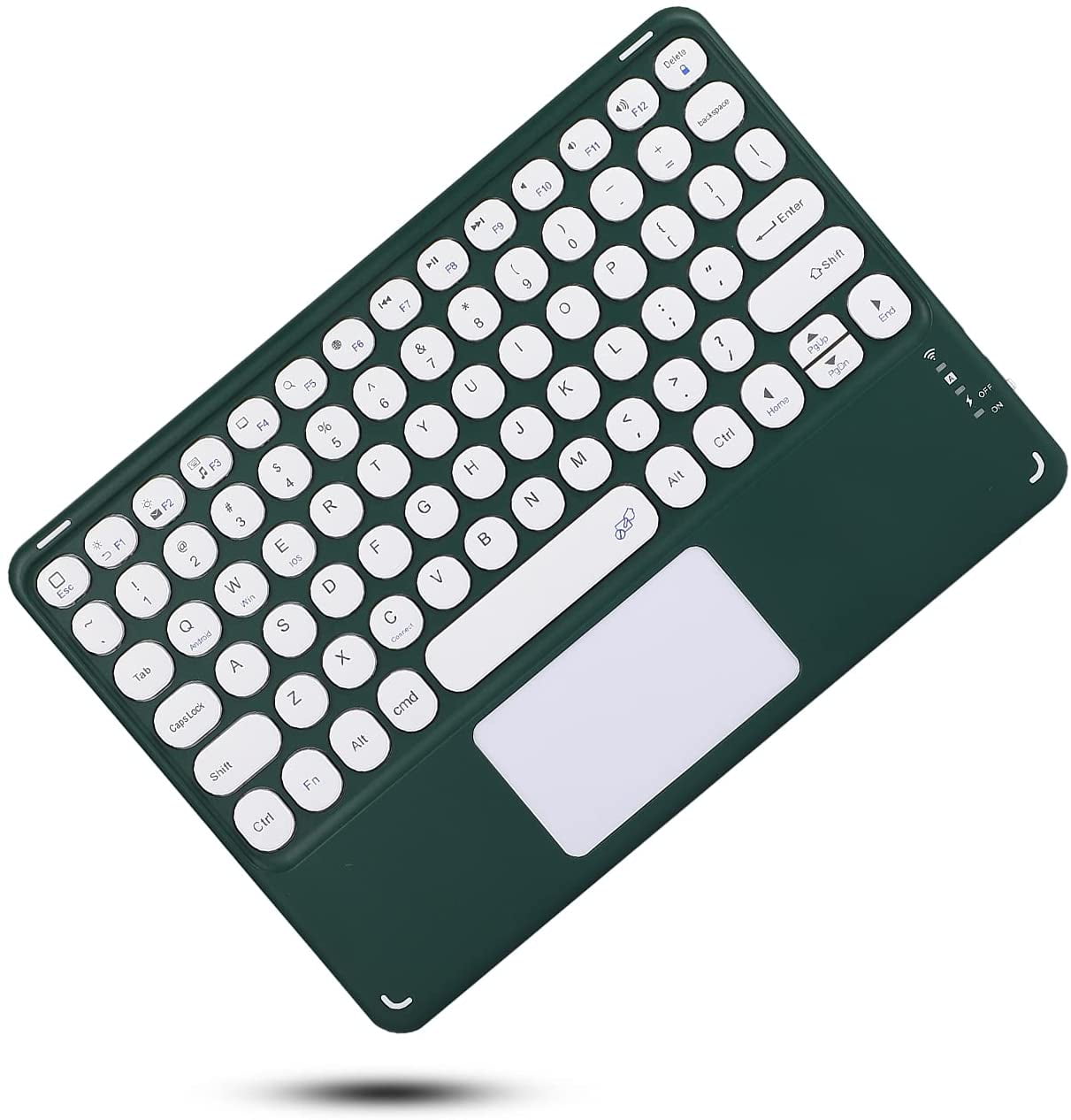 REQO iPad Mini 5th Generation Mini 4 Keyboard Case Touchpad Detachable Keyboard with Pencil Holder Round Key Color Slim Smart Cover for Mini 5th Gen, DarkGreen