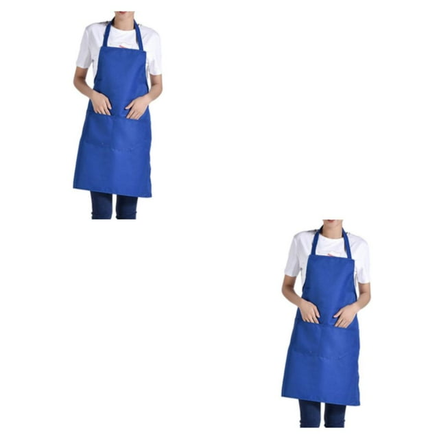 Transemion 12pcs Woman Apron With Pockets Efficient And Stylish Cooking Companion Adjustable Half-length Adult Apron Polyester blue 2Set