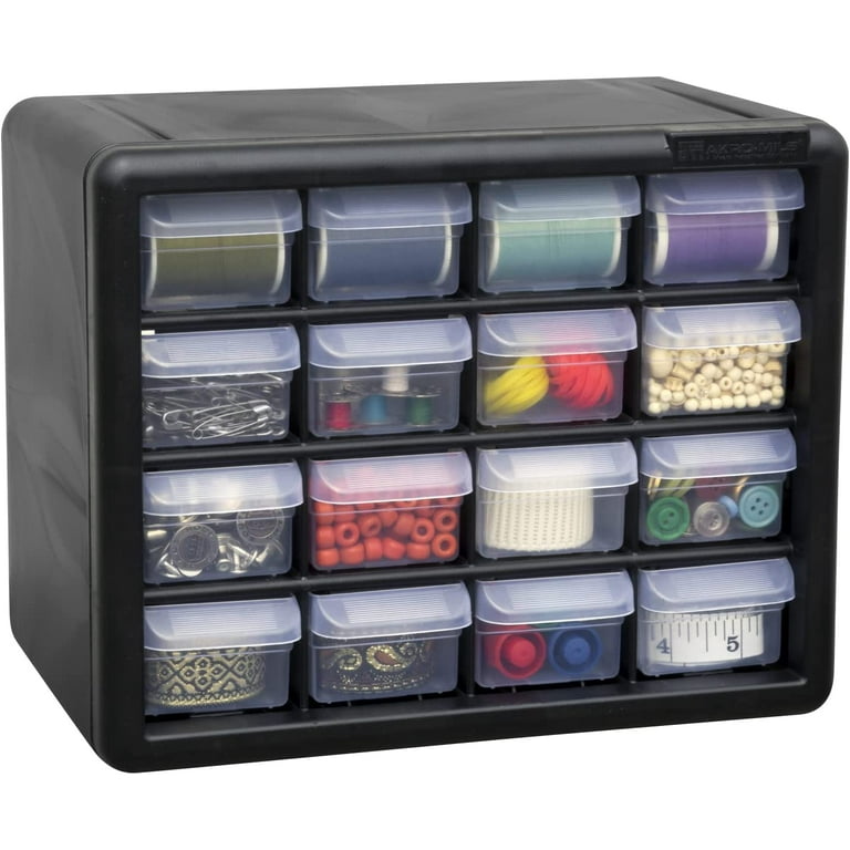 Akro-Mils 26 Drawer Plastic Storage Organizer with Drawers for Hardware,  Small Parts, Craft Supplies, Black