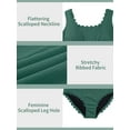 thumbnail image 3 of Asoul Plus Size Ribbed Swimsuit for Womens One Piece Scalloped Swimwear Tummy Control Bathing Suits, 3 of 8