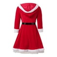 thumbnail image 5 of SGMVNU Santa Costume for Women Velvet Santa Costume Cosplay Christmas Dress Hooded Min Dress with Belt for Christmas(yw251204_5-Red, XL), 5 of 7