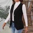 thumbnail image 6 of Kaemgyyd Women's Corduroy Vest Winter Warm Fashion Button Down Sleeveless Jackets Business Casual Dressy Work Office Outerwear, 6 of 7