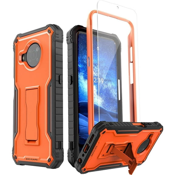 ExoGuard For Nokia X100 Case, Phone Case with Screen Protector and Kickstand (Orange)