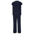 thumbnail image 6 of CheerKidz Two Piece Sets for Women's Summer 2 Piece Outfits Cap Sleeve Round Neck Crop Tops Belted Wide Leg Pant Sets Casual Tracksuit(Navy,2XL), 6 of 6