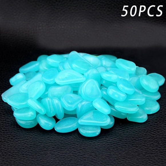 50 Pcs Fluorescence Pebble Stones Luminous Garden Walkway Flower Bed Shiny Patio(White)