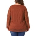 thumbnail image 4 of DARING DIVA Women's Plus Lace Sheer Long Sleeves Cross V Neck Blouse 1X Brick Red, 4 of 6