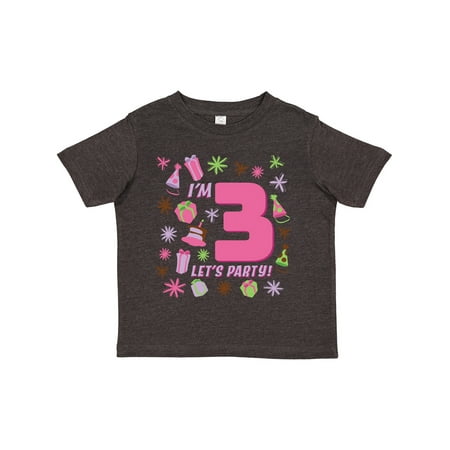 

Inktastic I m Three Let s Party!- 3rd Birthday Gift Toddler Toddler Girl T-Shirt