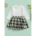 thumbnail image 5 of Michellecmm  Toddler Girl 2 Piece Outfit Long Sleeve Shirt and Plaid Pleated Skirt, 5 of 9