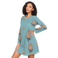thumbnail image 3 of FORMRS Womens Long Sleeve Nightgowns Crew Neck Sleep Shirt Soft Pajamas Sizes S-3XL, Cartoon Capybaras, 3 of 8