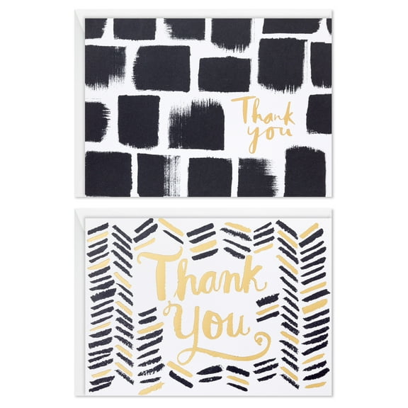 Hallmark Blank Thank-You Notes, Black and White Brushstroke, 50 Ct.