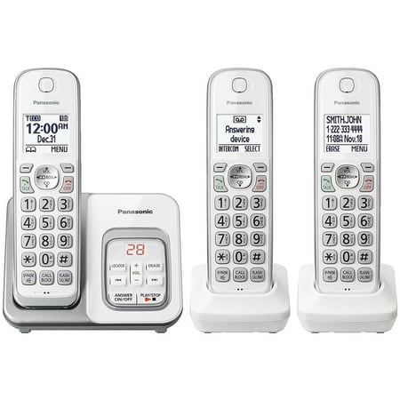 Panasonic KX-TGD533W Expandable Cordless Phone with Call Block & Answering Machine (3 Handsets) & KX-TGDA50W1 Extra Handset