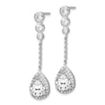 thumbnail image 2 of Cheryl M Sterling Silver Rhodium-plated Brilliant-cut CZ Bezel & Teardrop Halo Post Dangle Earrings, 2 of 3