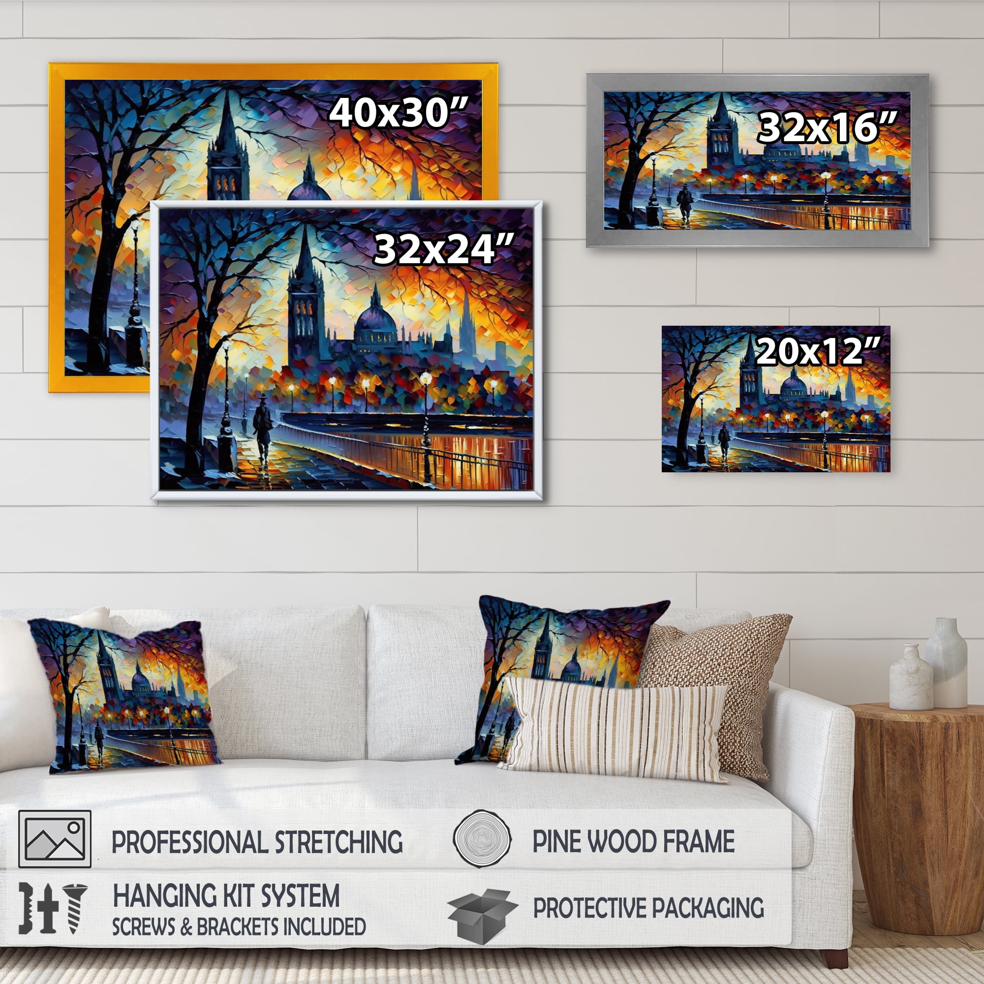Designart City View In The Fall I Canvas Wall Art