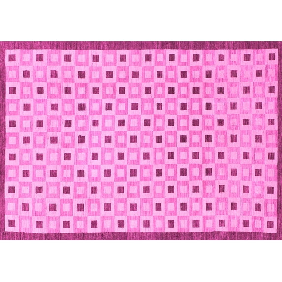 Ahgly Company Indoor Rectangle Solid Pink Modern Area Rugs, 5' x 7'