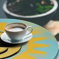 thumbnail image 2 of Ambesonne Emoji Fitted Round Tablecloth, Summer Character Sunglasses, 36"- 40" Diameter, Mustard Pale Blue and Black, 2 of 4