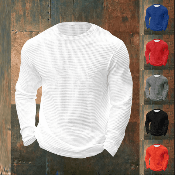 Tqyyweavej Long Sleeve Shirts for Men Casual Fitness Sweatshirts Solid Color Breathable Fashion Early Fall Outfits(S-5XL)