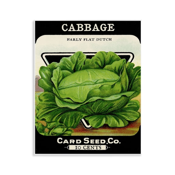 Stupell Industries Vintage Gardening Cabbage Food & Beverage Painting Unframed Art Print Wall Art, 11 x 14