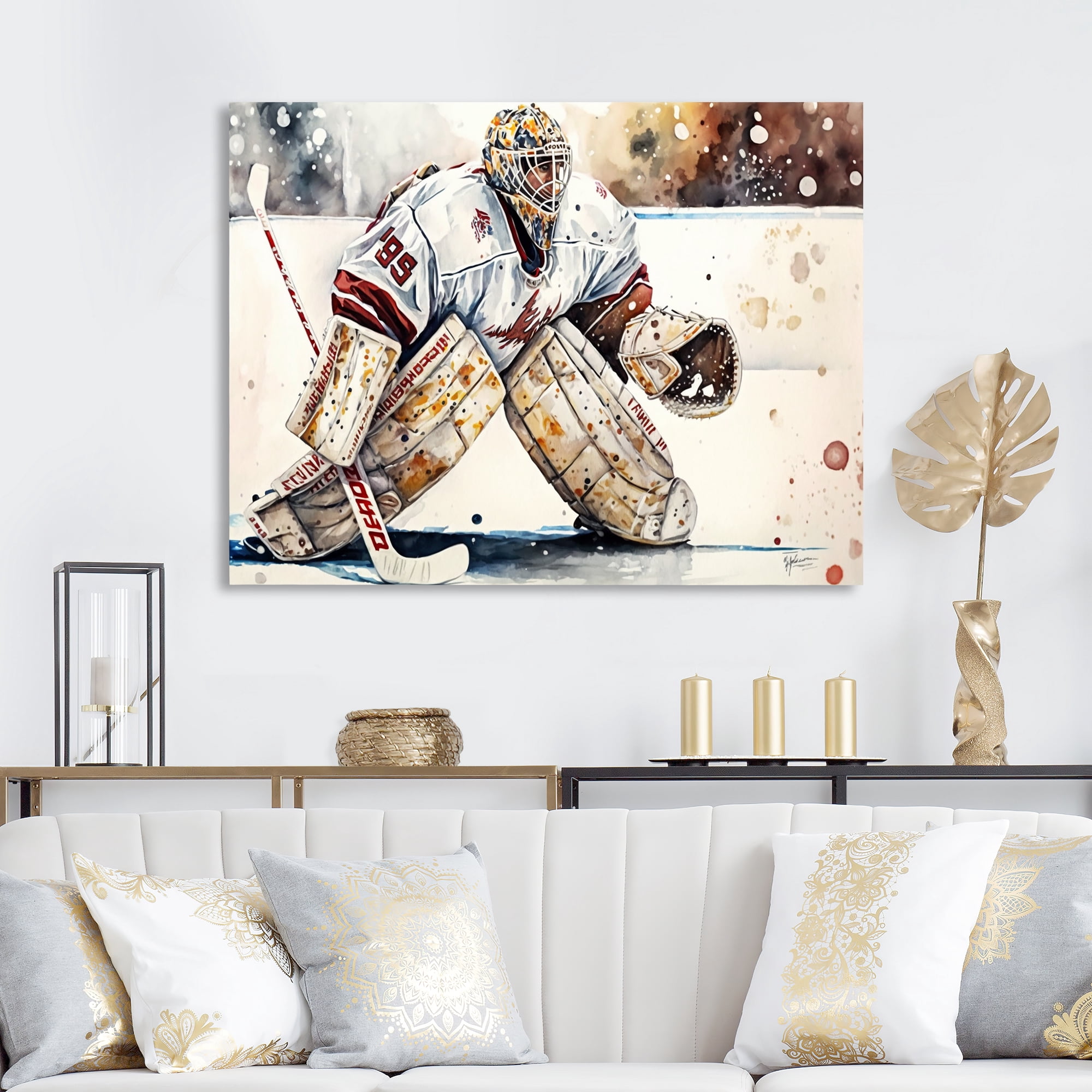 Designart Hockey Goalie On Ice During Game III Canvas Wall Art