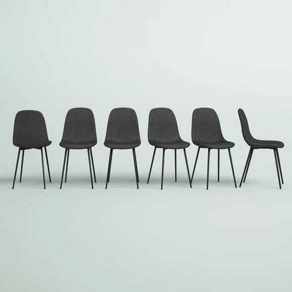 Anchorhome Modern Upholstered Dining Chairs Set of 6, Fabric Padded Seat with Sturdy Metal Legs, Contemporary Side Chairs for Kitchen, Dining Room, or Living Space, Black