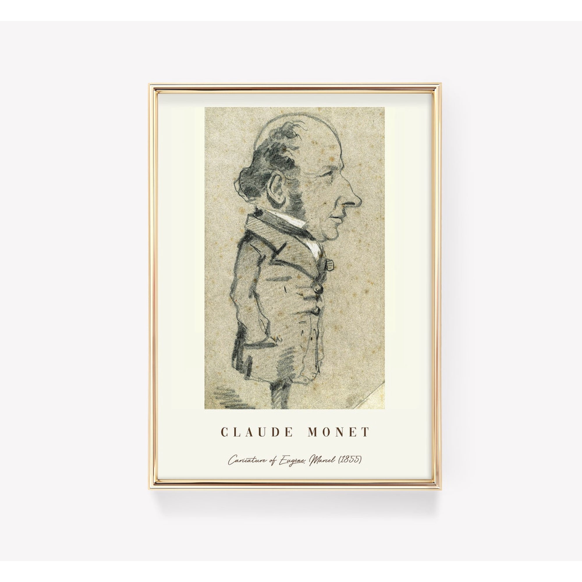 Claude Monet Caricature Of Eugene Marcel 1855 Wall Art Print Impressionist Exhibition Decor