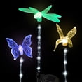 thumbnail image 3 of Luz solar LED para jardín que cambia de color con diseño de libélula, mariposa y colibrí., 3 of 5