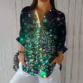 thumbnail image 4 of Enjoytime Long Sleeve Tops for Women Christmas Print Collared Button Down Shirt Casual Fall Winter Fashion Plus Size Women Blouses, 4 of 6