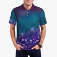 thumbnail image 2 of Balery Purple and Green Glitter Printed Men’s Short Sleeve Polo Shirt, Midweight Men's Shirt,Golf Polo shirts -XX-Large, 2 of 8