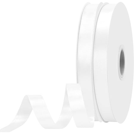2 Rolls Double Face 5/8 Inch Wide White Satin Fabric Ribbon for Gift Wrapping Very Suitable for Weddings Bouquet Balloons Arts Craft Sewing Hair Bow Invitation(Total 200 Yards)