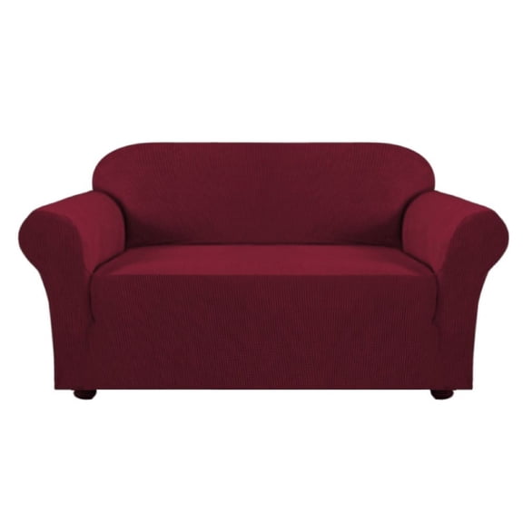 Sofa Cover,1 Piece Comfy Jacquard Spandex Loveseat Stretch Slipcover Wine
