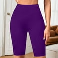 thumbnail image 4 of BODOAO Women's High Waisted Bermuda Workout Yoga Shorts Long Hiking Running Shorts Hip Lifting Fitness Pants with Textured Compression and Tight Fit High Waisted Peach Hip Yoga Shorts Purple M, 4 of 9