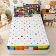 thumbnail image 4 of Erosebridal Colorful Building Brick Zipper Twin Comforter Sets with Fitted Sheet and 2 Pillowcases for Boys Girls, Block Shape Print Zipper Bedding Set, Polkadot Reversible, 4 Pieces, 4 of 7
