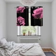 thumbnail image 5 of Pink Rose Kitchen Curtains Small Short 39 Inch Length, Vintage Abstract Garden Flower Floral Black Grommet Top Bedroom Living Room Curtains, Light Filtering Cafe Curtain Drapes 2 Panels Set 55''x39'', 5 of 9
