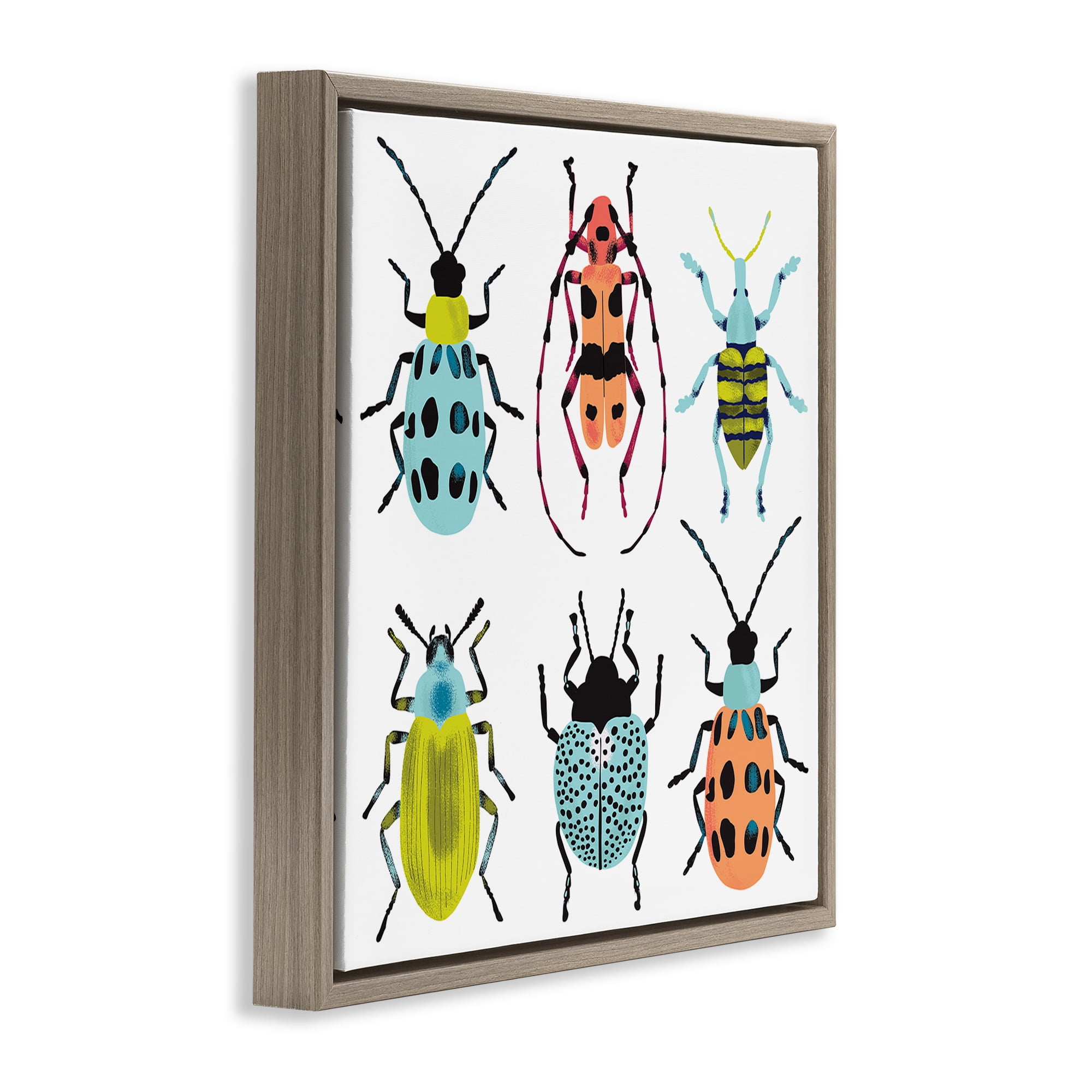 Stupell Industries Beetles & Bugs Collection Brown Framed Floater Canvas Wall Art, design by Metka Hiti
