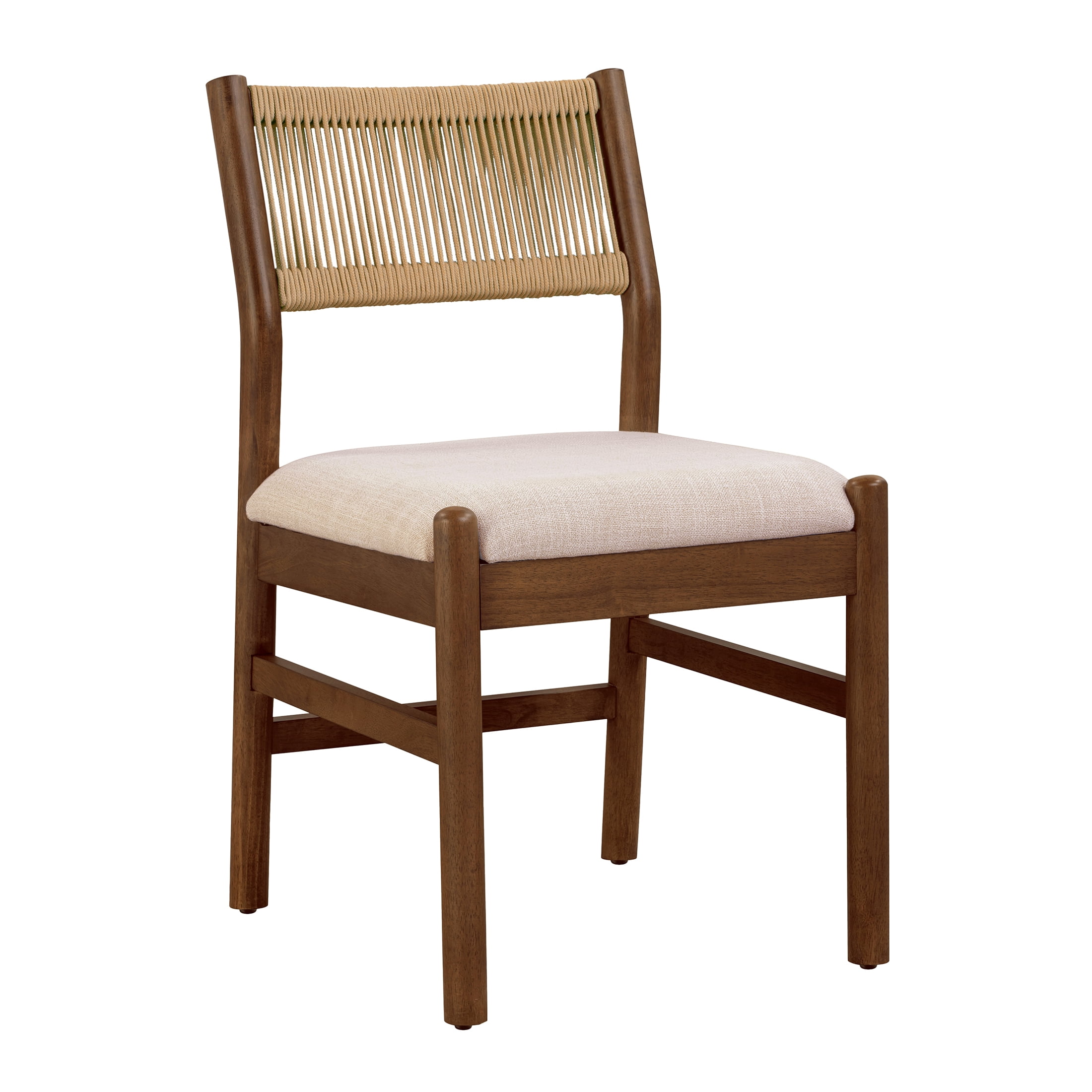 Better Homes & Gardens Lillian Fluted Dining Chairs, Walnut & Cream, Set of 2