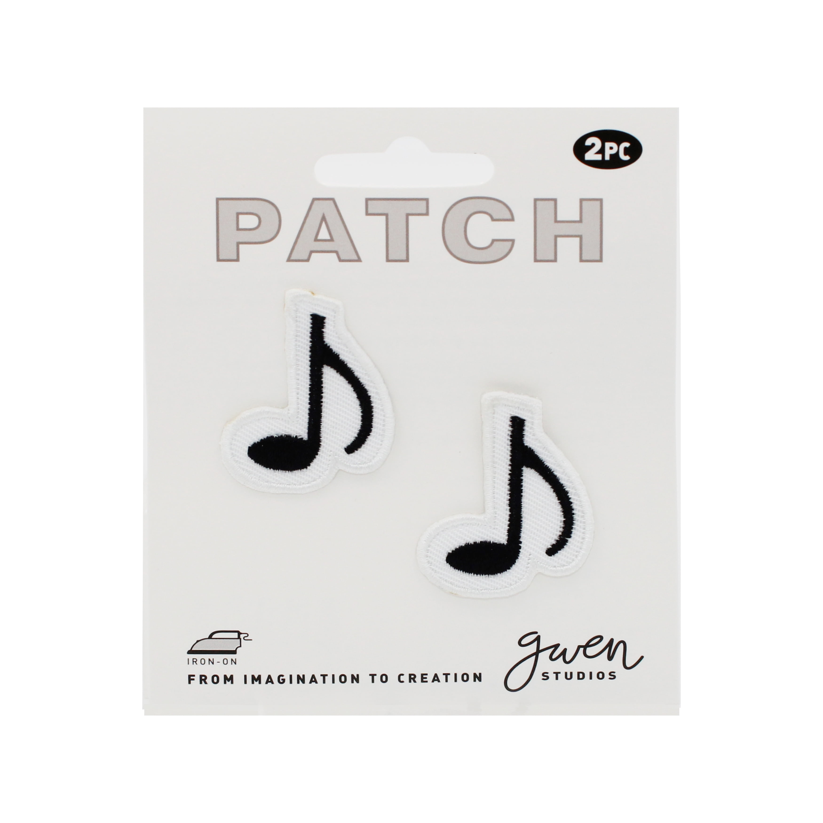 (3 pack) Gwen Studios Embroidered Black Music Note Iron-on Patch Appliques, 1.2" x 1.5", 2CT