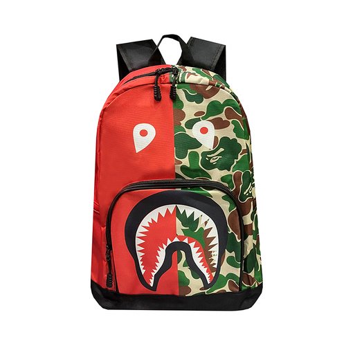Bape Street Wear Shark camuflaje mochila cabeza mono hombres mujeres moda todo combinado mochila estudiante única bolsa escolar