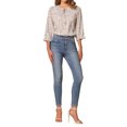 thumbnail image 2 of INSPIRAR CHIC Blusa Bohemia para Mujeres con Estampado Floral, Cuello con Cinta, Manga 3/4, Tops Casuales, S Beige Rojo, 2 of 6