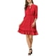 thumbnail image 1 of Vestido A-Line de Chifón con Mangas 3/4 y Volantes en Capa para Mujeres INSPIRE CHIC en Rojo, 1 of 8