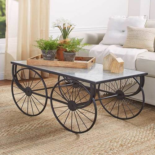 Galvanized Wagon Wheel Coffee TableGalvanized Wagon Wheel Coffee Table