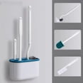 thumbnail image 5 of Juego de cepillos para inodoro de 4 piezas, soporte para cepillos de baño montado en la pared sin perforaciones con 3 cepillos para baño, azul, 5 of 5