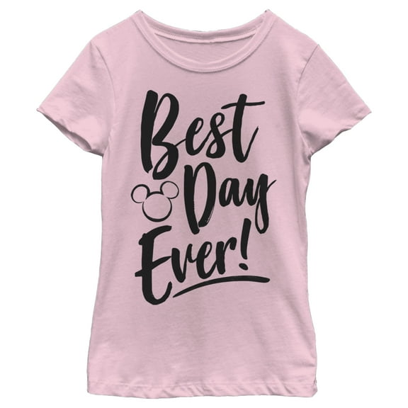 Girl's Mickey & Friends Best Day Ever! Graphic Tee Light Pink Small