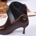 thumbnail image 5 of Brown Women Versatile Boots With Pointed Toe Accent High Heel Pleated Construction For Comfort And Height Enhancement Great For Winter Fall, 5 of 9