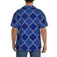 thumbnail image 5 of Naloa Blue Gold Grid Lantern Shapes Men's Loose Fit Cuban Collar Short-Sleeve Shirt with Button-down and Chest Pocket for Everyday Wear Outings - X-Large, 5 of 7