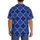 thumbnail image 3 of Balery Blue Gold Grid Lantern Shapes Camisa Casual de Manga Corta con Botones para Hombre, Texturizada, Estilo Cubano, para Playa, Verano-Large, 3 of 5