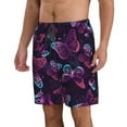 thumbnail image 2 of Kll Purple Butterfly Men'S Casual Summer Beach Shorts Hawaiian Shorts With Pockets-Xx-Large, 2 of 9